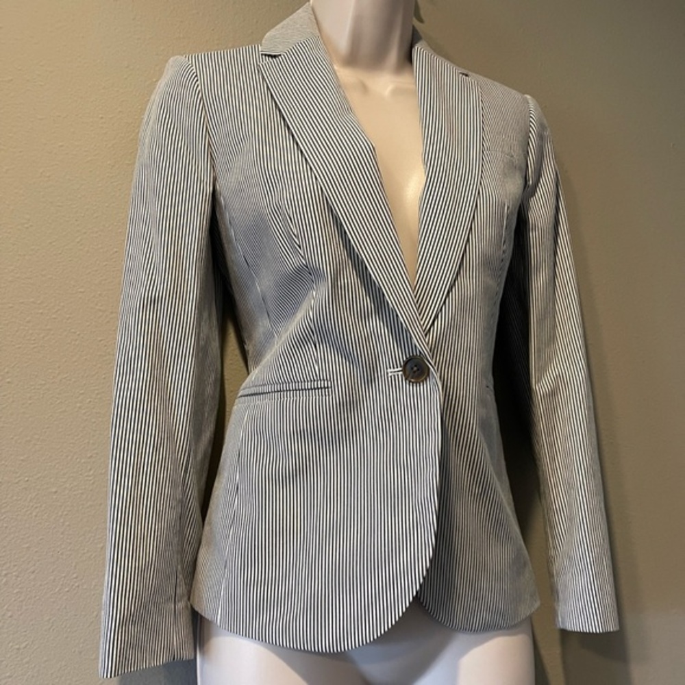 NWOT J. Crew Cotton Micro Pinstriped Blazer, 0P